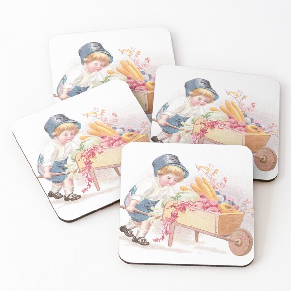 Item preview, Boy Pushing Wheelbarrow of Vegetables designed and sold by fenneltea.