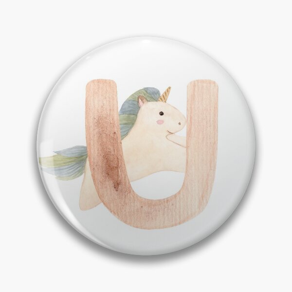 Artikelvorschau, Brauner Aquarell-Einhorn-Buchstabe U | Kinderalphabet entworfen und verkauft von SerendipityNow.