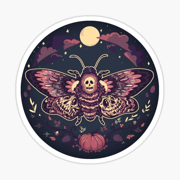 Deathhead's Moth under the full moon Sticker