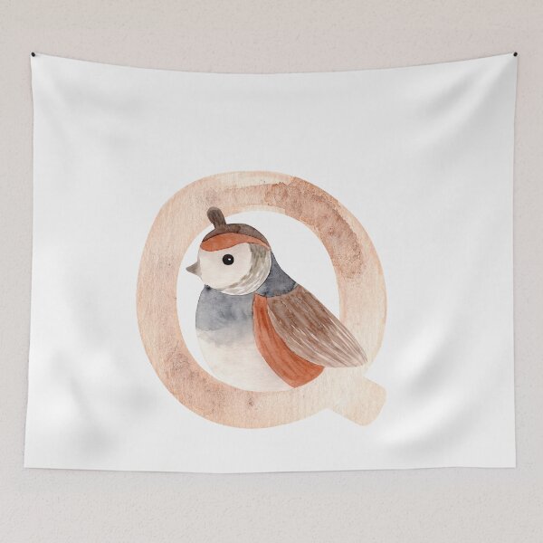 Artikelvorschau, Brauner Aquarell-Wachtelbuchstabe Q | Kinderalphabet entworfen und verkauft von SerendipityNow.