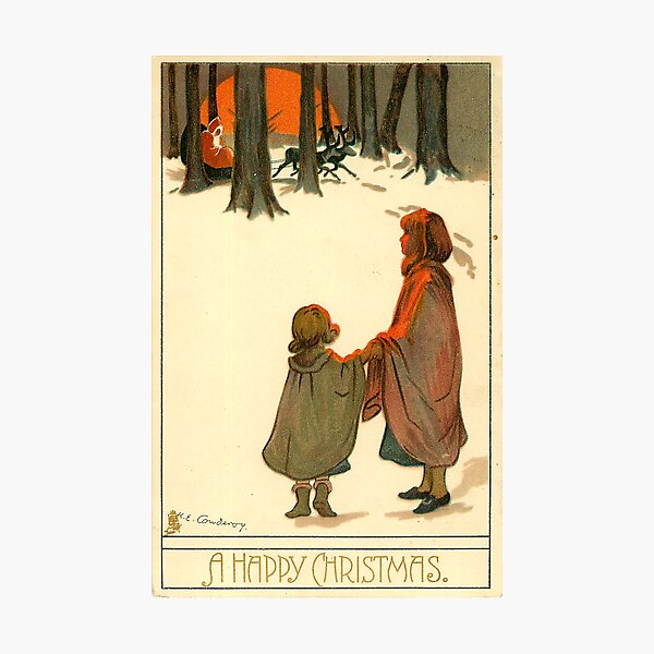 Vintage "A Happy Christmas" Postcard (1907) Photographic Print