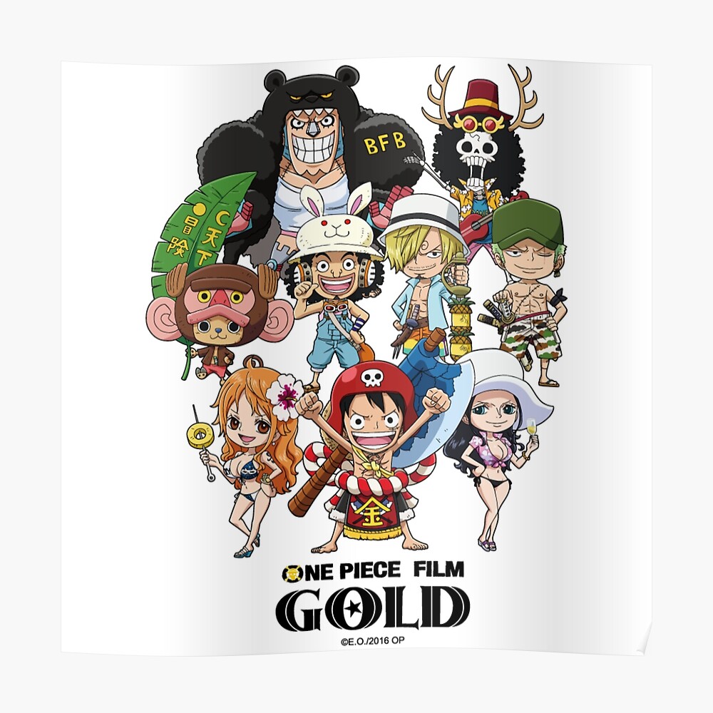 One Piece Film Gold Straw Hats Chibi Sticker Sticker By Akledo Redbubble