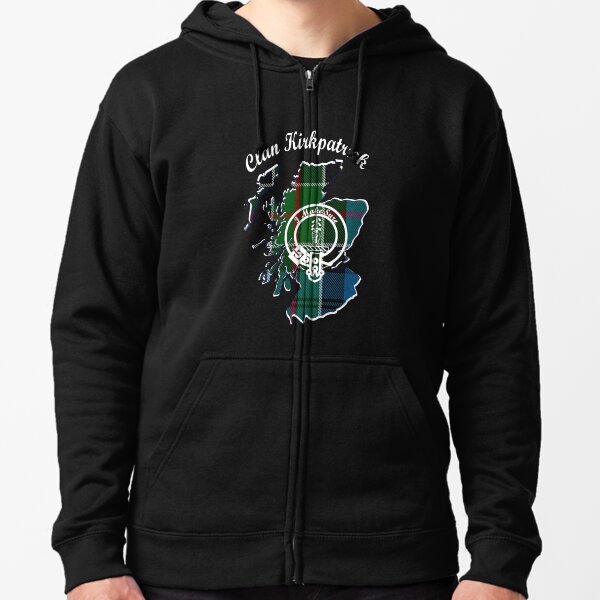 Clan Kirkpatrick Scotland Map Crest Zipped Hoodie