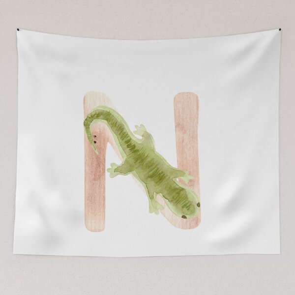 Artikelvorschau, Brauner Aquarell Molch Buchstabe N | Kinder Alphabet entworfen und verkauft von SerendipityNow.