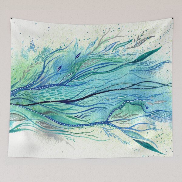 Item preview, Windrunner - Intuitive watercolour art in blue and green designed and sold by klbailey.