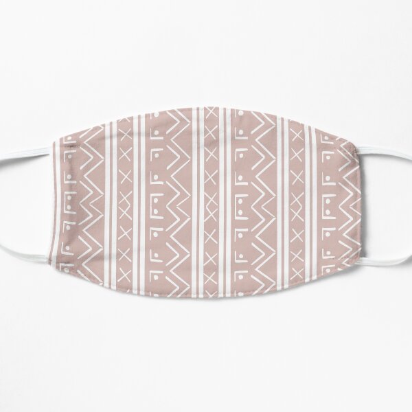 Soft Pink and White Simplistic Mud cloth Pattern Mask