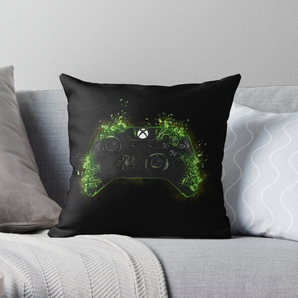 Xbox - Controller Shattered (Green) Throw Pillow