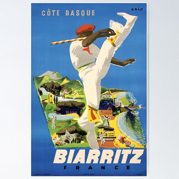 Item preview, Biarritz retro poster designed and sold by CorasPosters.