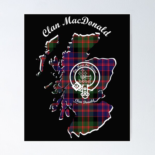 Item preview, Clan MacDonald Scotland Map Crest designed and sold by BagTown Clans.