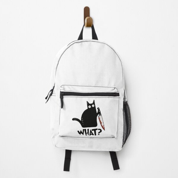 Vista previa del artículo con la obra «¿Gato qué? Camiseta premium de regalo de gato negro asesino con cuchillo», diseñado y vendido por ZeLittleFamily.