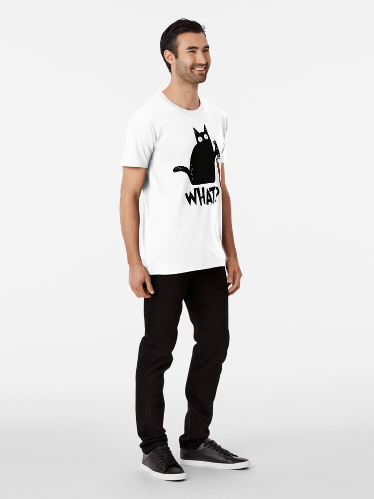 black cat with knife t shirt