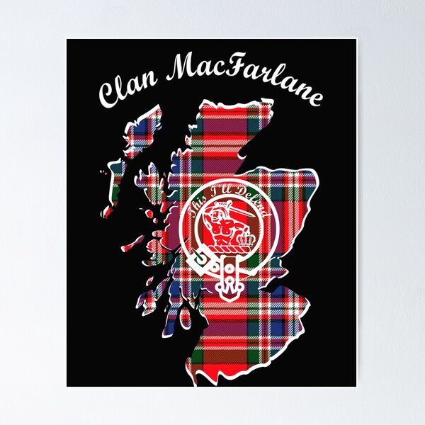 Item preview, Clan MacFarlane Scotland Map Crest designed and sold by BagTown Clans.