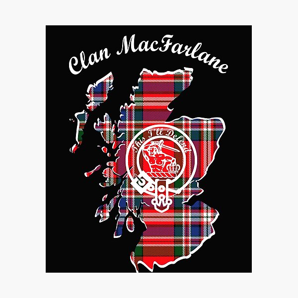 Item preview, Clan MacFarlane Scotland Map Crest designed and sold by BagTown Clans.