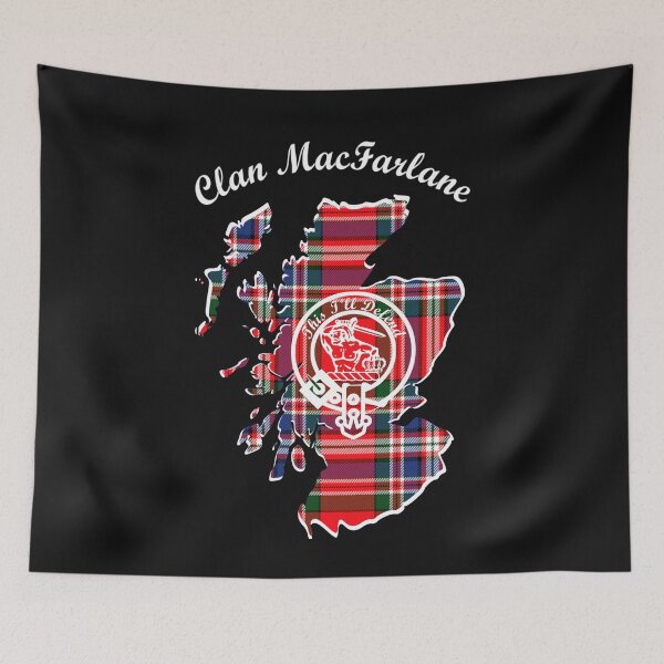 Item preview, Clan MacFarlane Scotland Map Crest designed and sold by BagTown Clans.