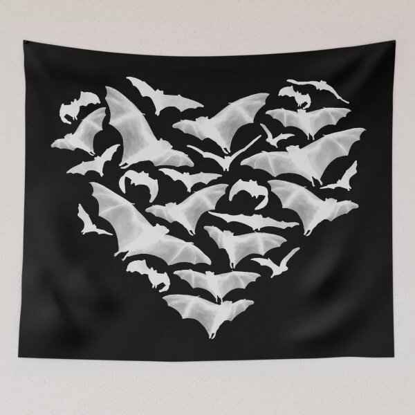 Item preview, White Bat Love Heart Shape on Black Background designed and sold by marta-maria.