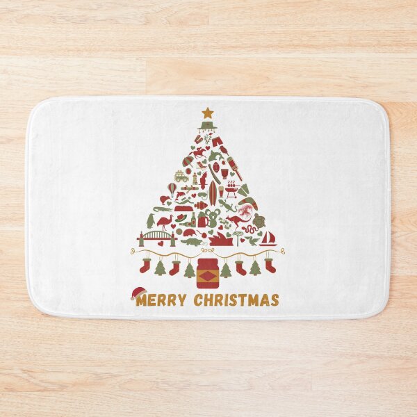 Item preview, Merry Christmas Australia | Australian Christmas Tree Made Up of Icons/Symbols  (in Vintage Xmas Colors, also available in Bright Colors) designed and sold by InkItStudio.