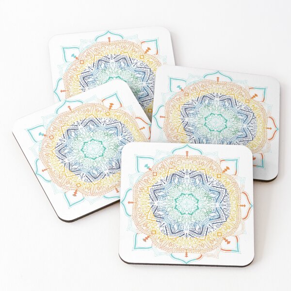 Item preview, Groovy Retro rainbow swirl mandala art white background  designed and sold by DandelionSeeds.