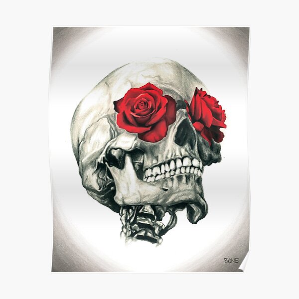 Rose Eye Skull Poster