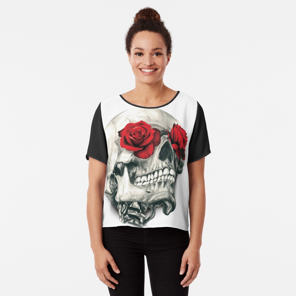 Rose Eye Skull Chiffon Top