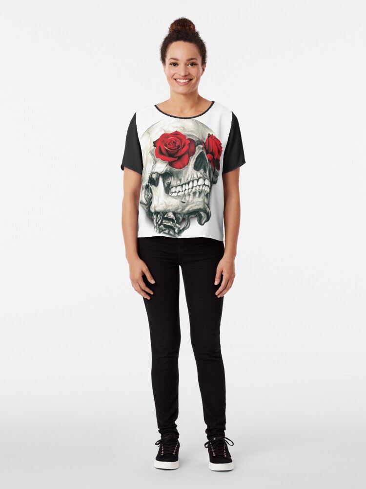 Alternate view of Rose Eye Skull Chiffon Top