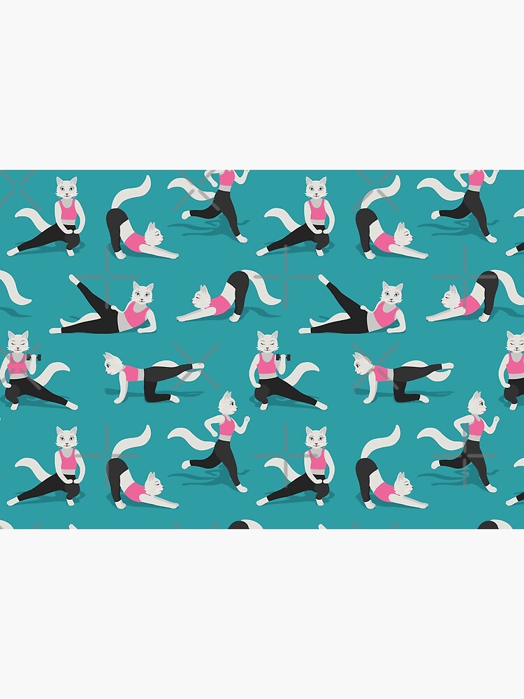 Fitness Cats on teal by nadyanadya