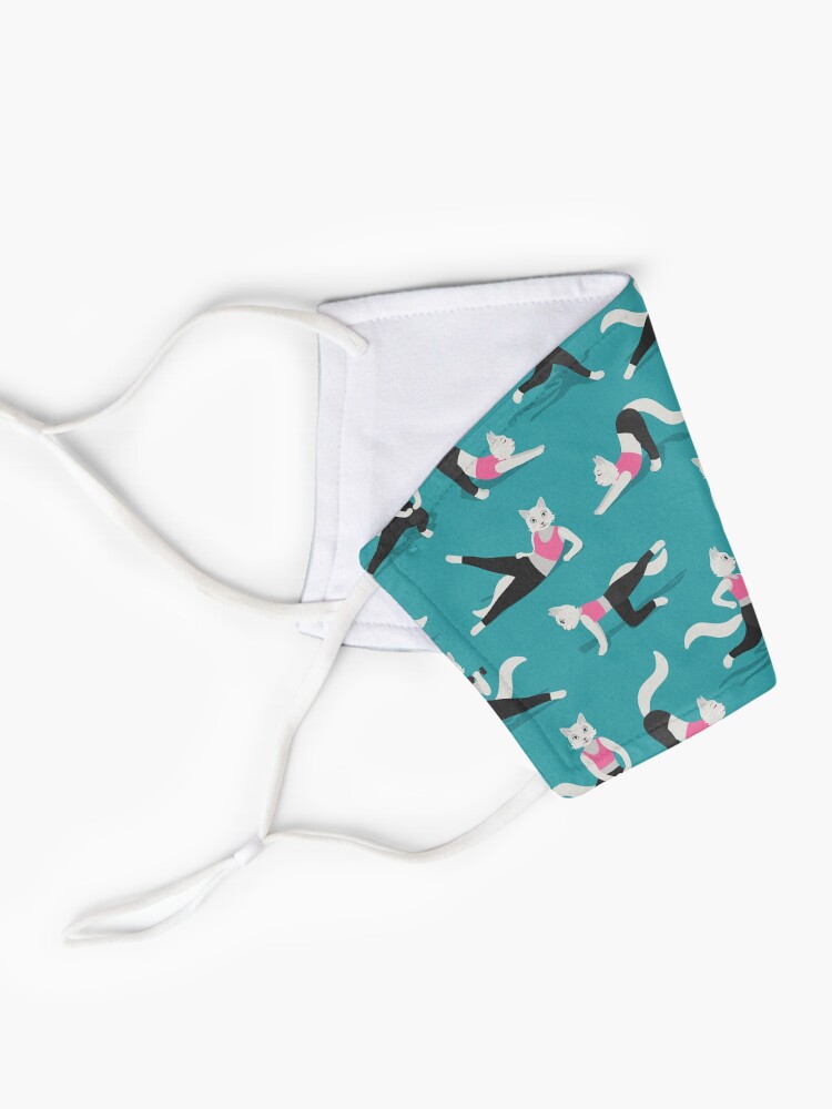 Alternate view of Fitness Cats on teal Mask