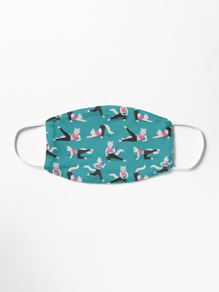 Alternate view of Fitness Cats on teal Mask