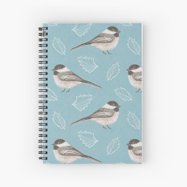 Chickadees and Frosted Leaves Spiral Notebook