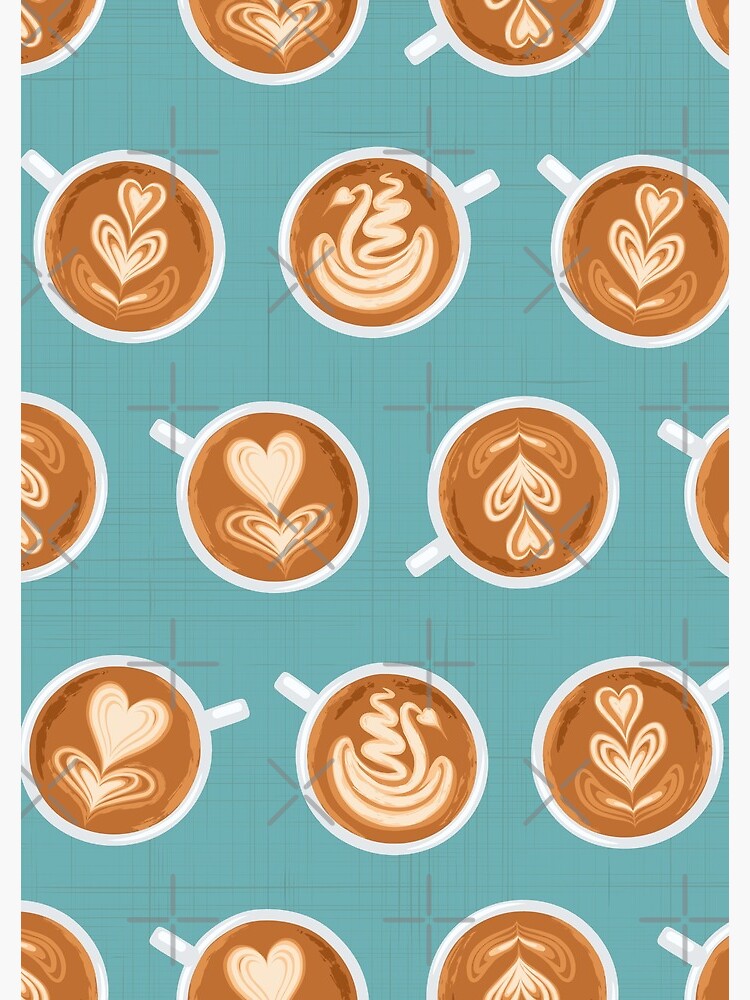 Coffee Art Cups on teal by nadyanadya