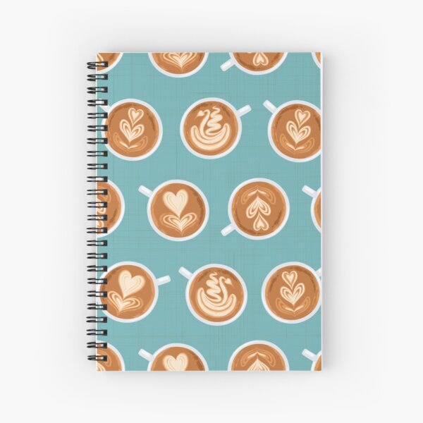 Coffee Art Cups on teal Spiral Notebook