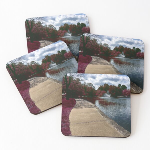 Item preview, Fantasy Nature Scene with Pink Leaves and Grass Reflecting in the Water - Loose Park Kansas City  designed and sold by Zen  Goat.