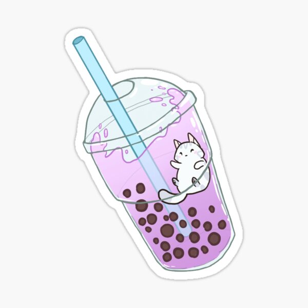 Vista previa del artículo con la obra «Té Taro Cat Boba», diseñado y vendido por LeafAnimations.