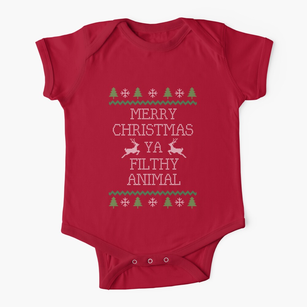 Merry Christmas Ya Filthy Animal Baby One-Piece