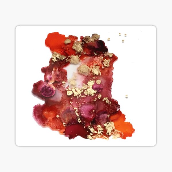 Cherry Riot - Cherry and Gold Abstract Ink Sticker