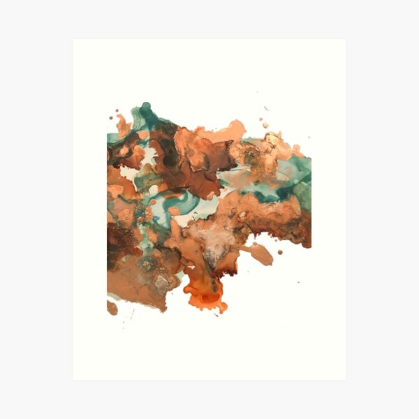 Autumn Turning - Copper and Mint Abstract Art Print