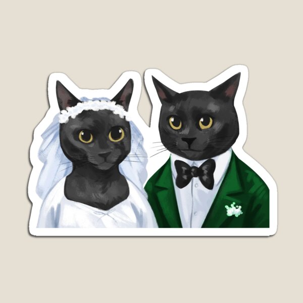 Aperçu de l'œuvre Couple drôle de jeunes mariés amoureux des chats Couple de chats, Couple marié créée et vendue par skyartdesign.