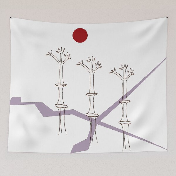 Item preview, Bamboo Stalks with Red Sun designed and sold by whimsicalart.
