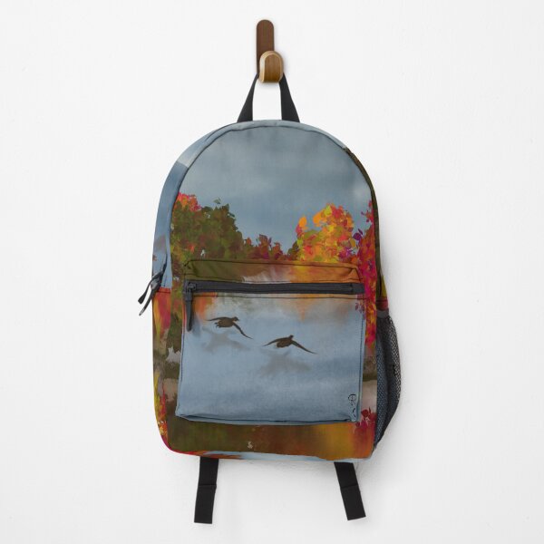 Item preview, Autumn Days - Watching The Ducks Fly Over The Water - Original Art Painting designed and sold by RobinetteArt.