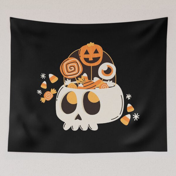 Item preview, Retro Halloween Candy Skull Drawing designed and sold by Artcraft-Ink.