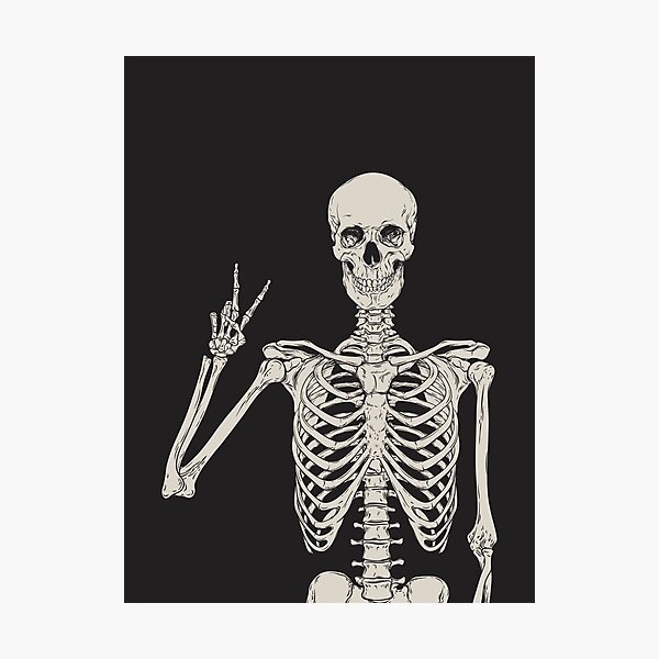 Item preview, Skeleton Giving The Peace Sign Dark Gothic Halloween Art Mystical Magical Art Illustration Skull Bones designed and sold by Ejaaz.