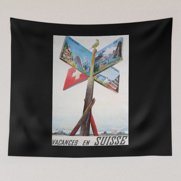 Item preview, Vacances en Suisse retro poster designed and sold by CorasPosters.