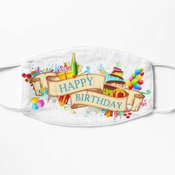 Masques En Tissu Sur Le Theme Joyeux Anniversaire Gif Redbubble