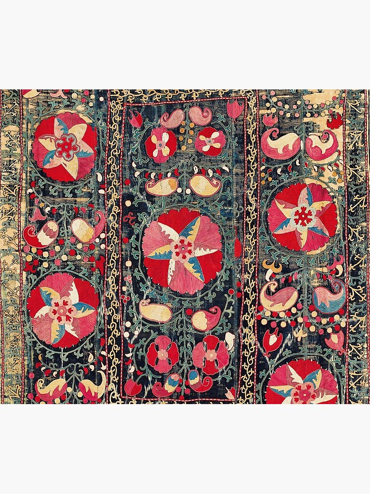 Thumbnail 6 of 6, Throw Blanket, Lakai Suzani Shakhrisyabz Uzbekistan Embroidery Print designed and sold by Vicky Brago-Mitchell®.