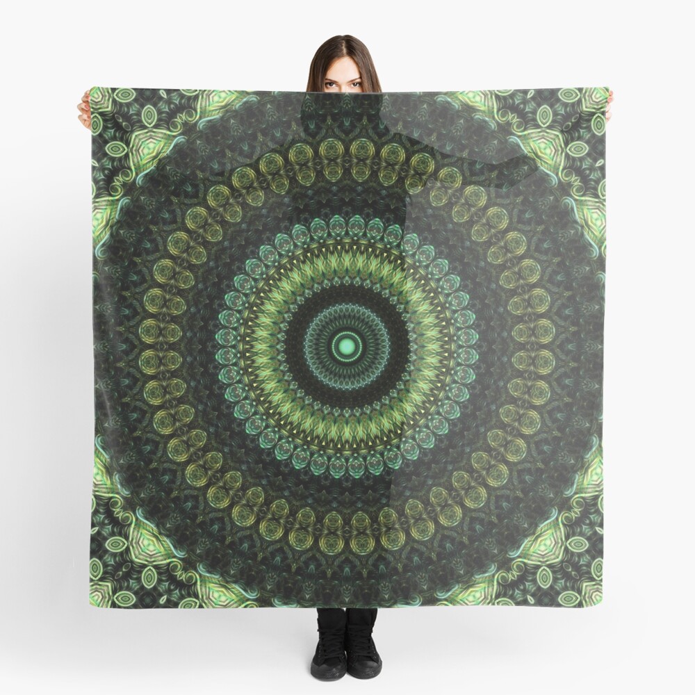 Green rejuvenation mandala. Scarf