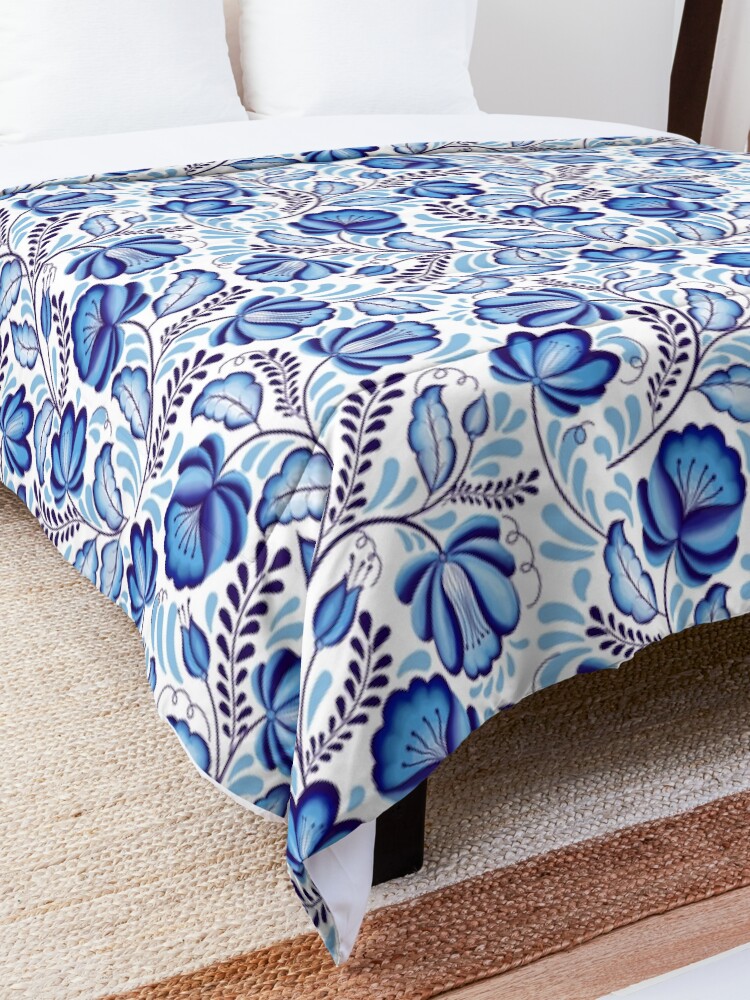 Alternate view of Blue Flowers Gzhel. Comforter