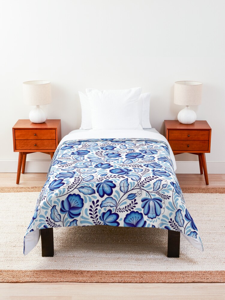 Alternate view of Blue Flowers Gzhel. Comforter