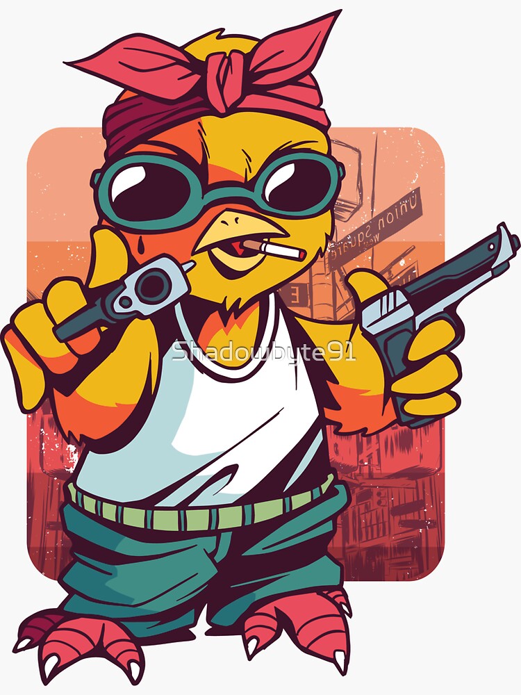 "Gangster Chicken Bandana" Sticker by Shadowbyte91 | Redbubble