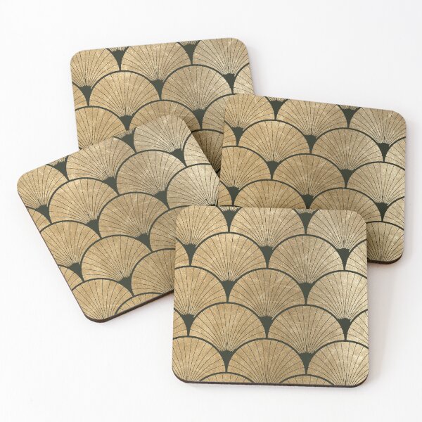 Item preview, Art Deco elegance - golden fan designed and sold by RoseAesthetic.