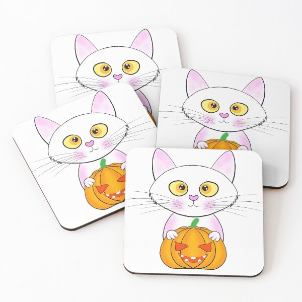 Item preview, Halloween white cat pumpkin designed and sold by ArtDigital Wings.