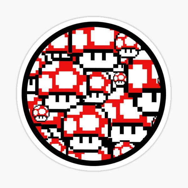 8 Bit 1 Up Mushroom Collage Sticker By Thepawsitives Redbubble